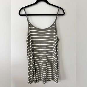 Striped Olive Green Women's Tank Top